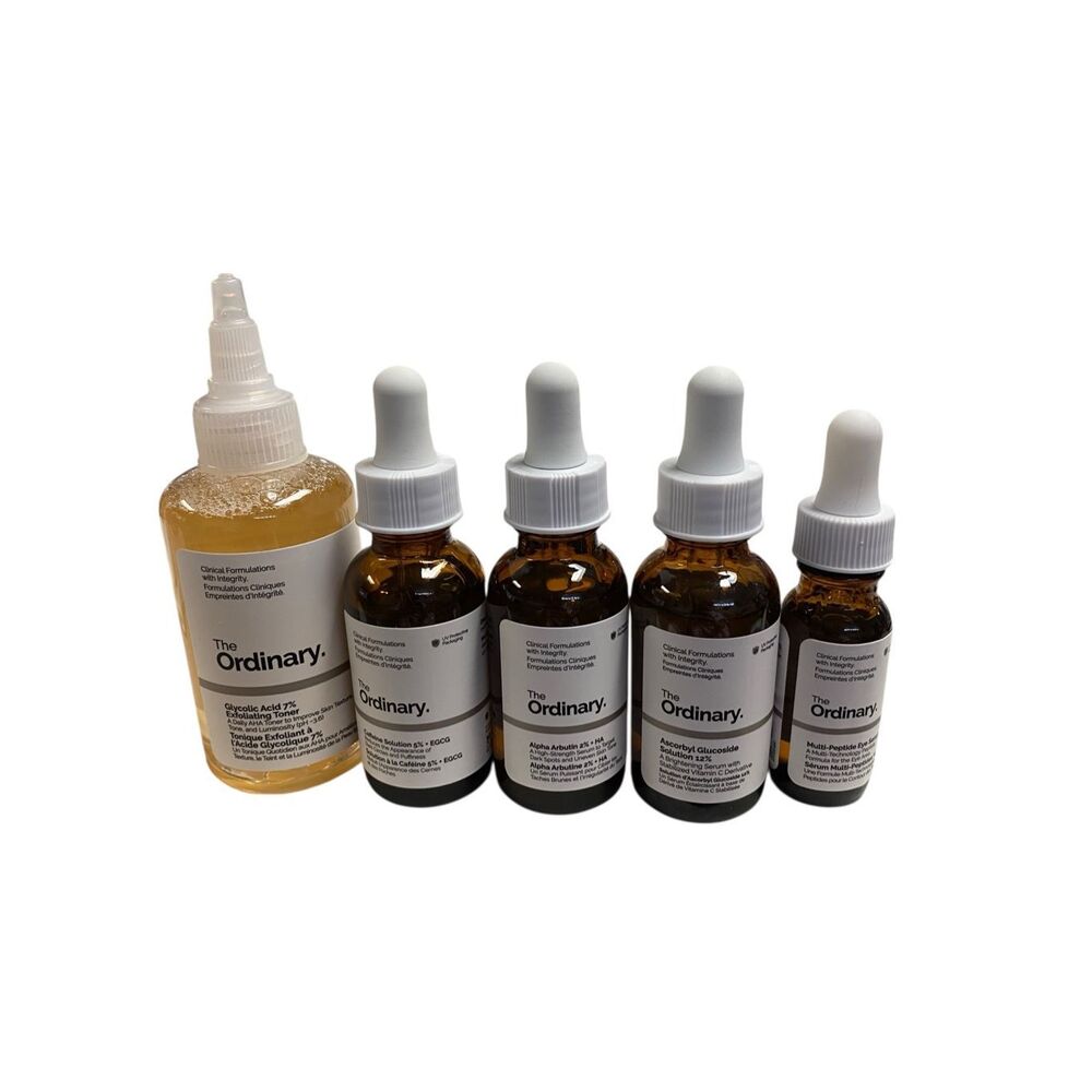 The Ordinary Skincare Set Glycolic Acid Caffeine Arbutin‎ Peptide Serum Lot